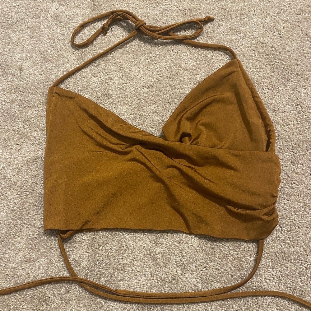 Tan/brown wrap top
